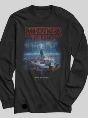 Netflix Black Long-Sleeve Stranger Things Graphic Tee